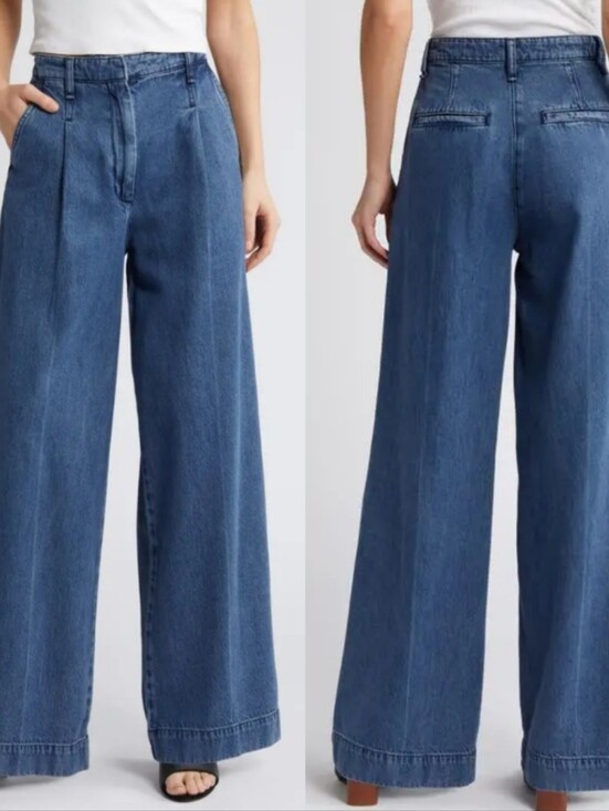rag & bone Denim - Rag & Bone Featherweight Abigail Pleated Wide Leg High Waist Jeans